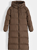 Lange gewatteerde winterjas bruin dames