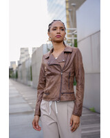 Laura Dames imitatie leren jas camel