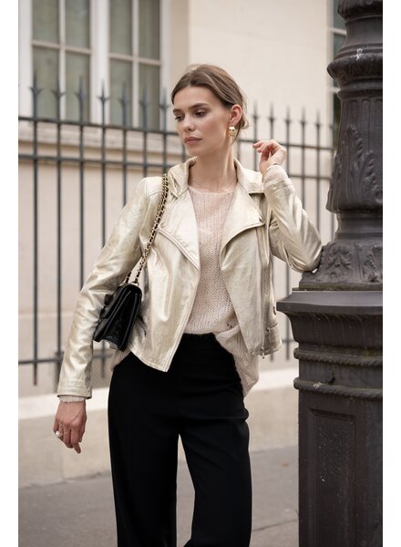 Laura Dames imitatie leren jas goud