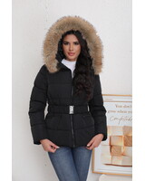 Winterjas dames zwart met riem