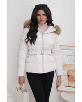 Winterjas dames beige met riem