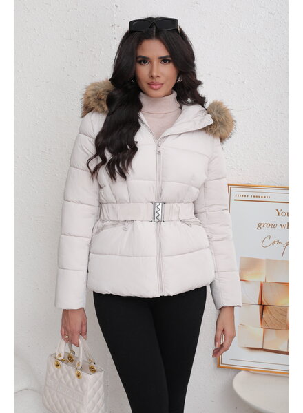 Winterjas dames beige met riem