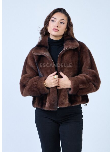 Dames bontjas kort bruin