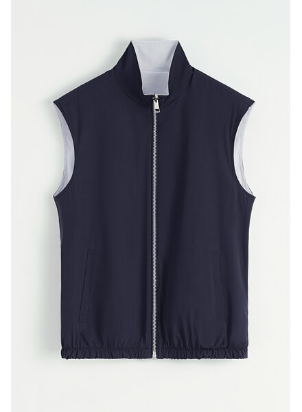 Dubbelzijdige bodywarmer heren blauw wit