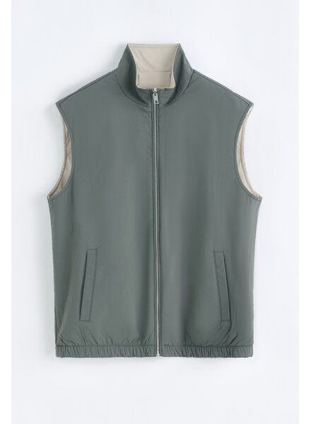 Dubbelzijdige bodywarmer heren groen beige