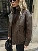 Oversize dames imitatie leren jas bruin
