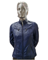 Leather City Leren jasje dames kobalt blauw