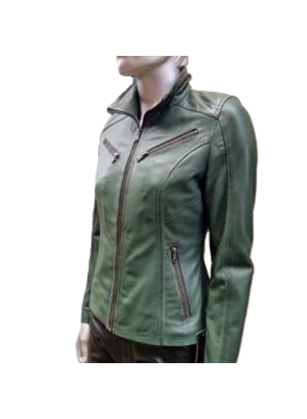 Leather City Leren jasje dames groen