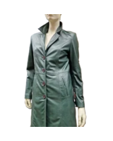 Leather City Echt leren trenchcoat dames groen