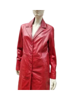 Leather City Echt leren trenchcoat dames rood