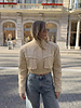 Oversized Bomber imitatielerenjas dames beige