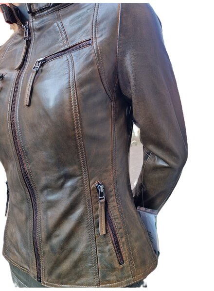 Leather City Leren jas dames royal bruin