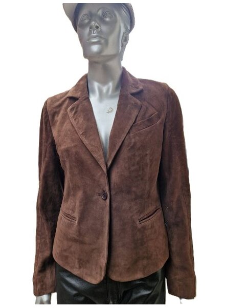 Leather City Suède leren jas dames donker bruin