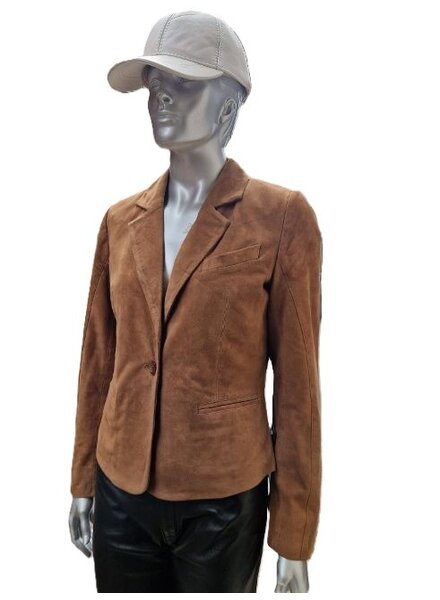 Leather City Suède leren jas dames cognac