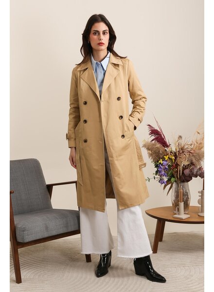 Trenchcoat dames extra lang beige