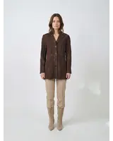 Leather City Halflang Suede leren jas dames bruin