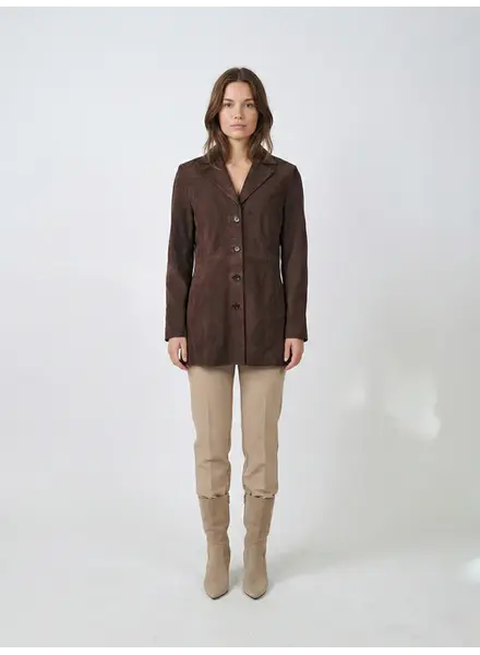 Leather City Halflang Suede leren jas dames bruin