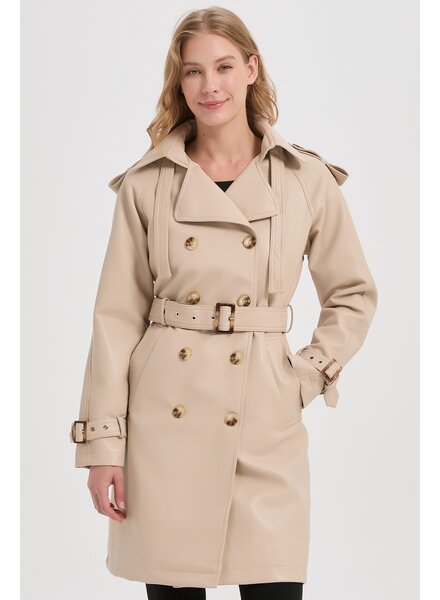 Trenchcoat dames beige imitatie leer