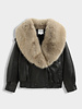 Dames leren jas met bontkraag bruin