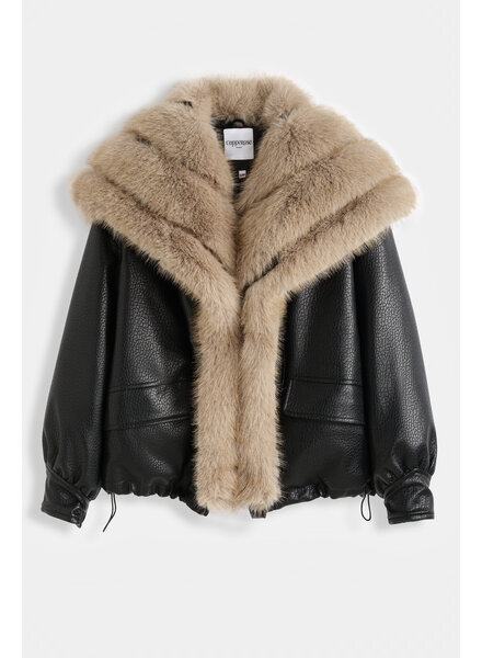 Imitatie leren jas zwart casand4