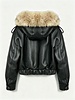 Leather City Bomberjack dames  met bontkraag zwart