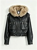 Leather City Bomberjack dames  met bontkraag zwart