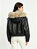 Leather City Bomberjack dames  met bontkraag zwart