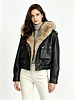 Leather City Bomberjack dames  met bontkraag zwart