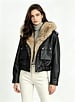 Leather City Bomberjack dames  met bontkraag zwart