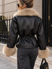 Leather City Dames imitatie leren jasje zwart met bont