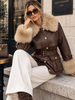Leather City Leren jas dames bruin met bont
