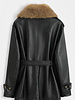 Dames imitatie leren winterjas zwart