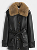 Dames imitatie leren winterjas zwart