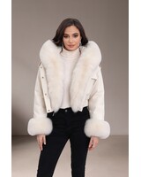 Winterjas dames bomberjack beige met bont
