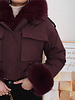 Winterjas dames bomberjack bordeaux met bont