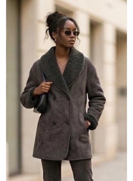 Dames lammy coat grijs