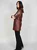 Leather City Dames parka leren winterjas bruin