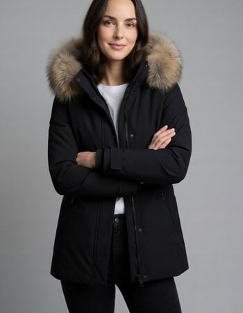 Winterjas dames zwart met bont