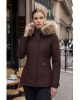 Winterjas dames bordeaux met bont