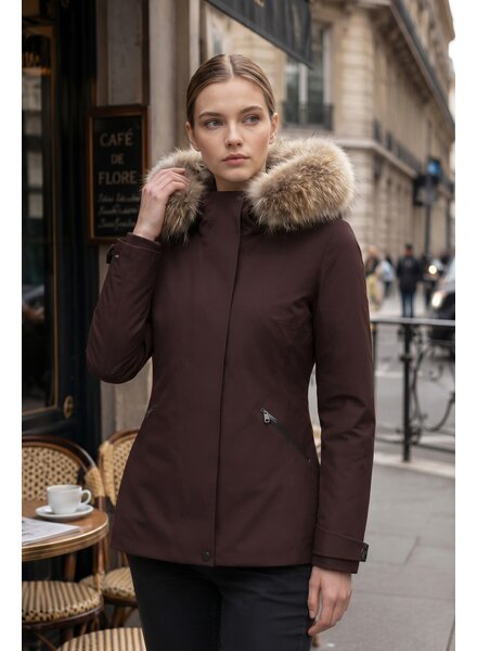 Winterjas dames bordeaux met bont