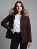 Attentif   Dames winterjas met bontkraag coffee bruin