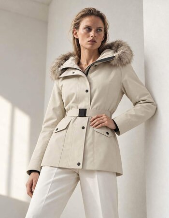 Milan Ferronetti Dames winterjas met bontkraag 2049 beige