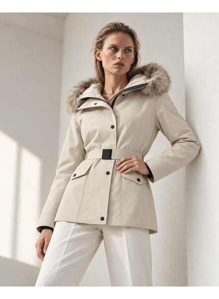Laura Dames winterjas met bontkraag 2049 beige