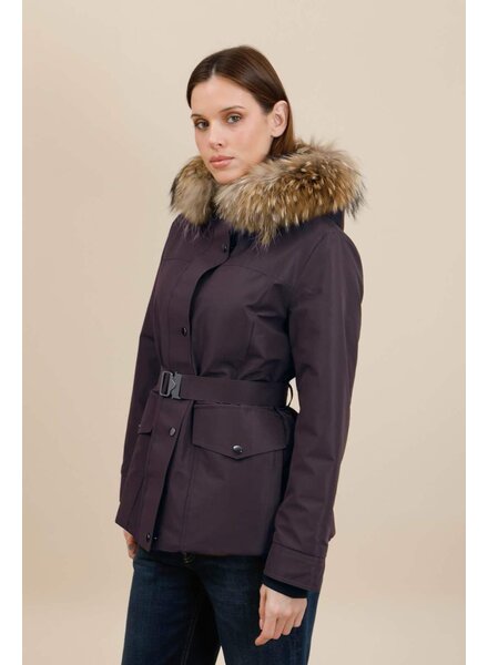Laura Dames winterjas  met Bontkraag  bruin