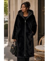 Dames imitatie Lammy coat zwart