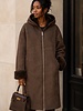 Dames imitatie Lammy coat donker bruin