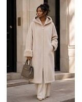 Dames imitatie Lammy coat beige