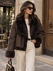 Dames imitatie Lammy coat kort bruin