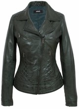 Carlo Sacchi leren jack dames jane 4 vegt. groen