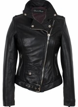 Carlo Sacchi Dames leren jas zwart perfecto